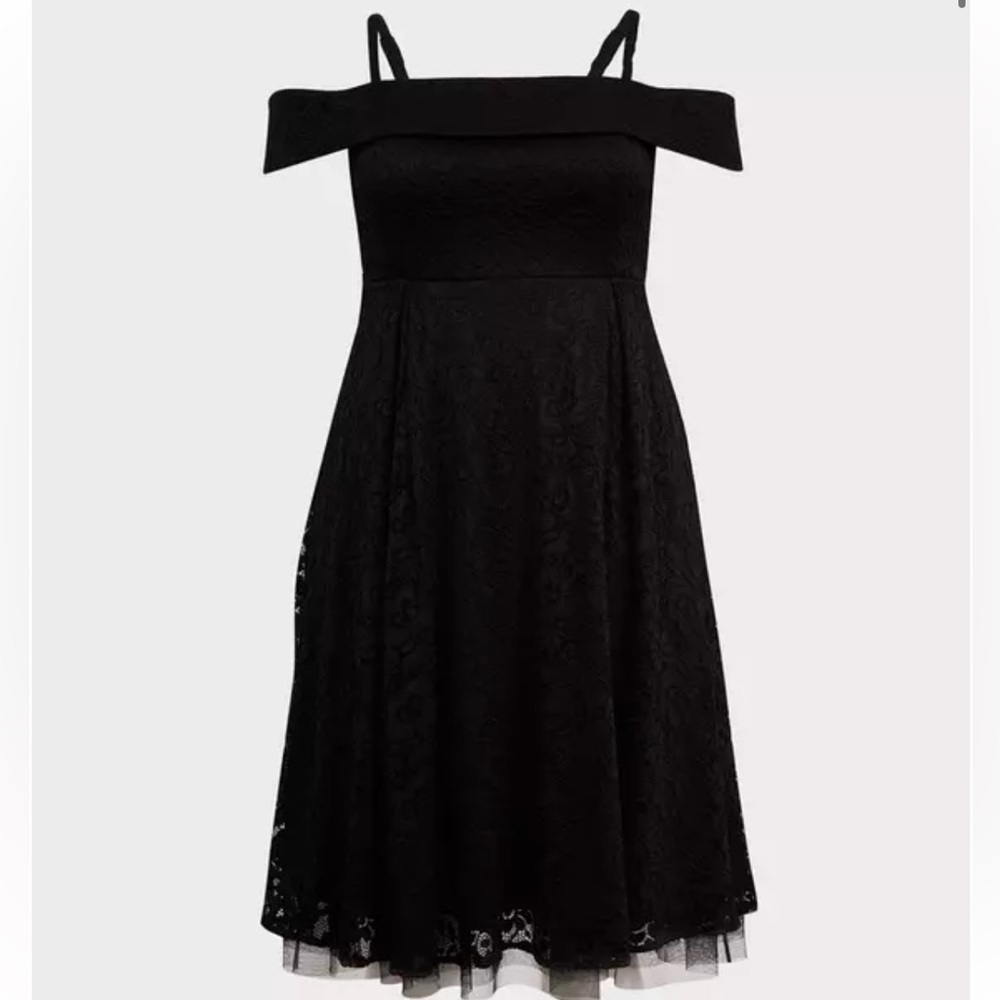 New! Torrid sz 20 Mini Lace Off-Shoulder Skater‎ Dress 2X